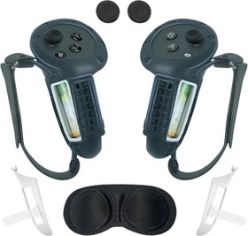 Resim Wolfun Yükseltilmiş VR Denetleyici Kavrama Kapağı Oculus/Meta Quest 3 Aksesuarlarıyla Uyumlu, Pil Açma Kapağı ve Mafsal Askıları ile Koruyucu Lens Kapağı Ekle-Siyah 