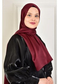 Resim Burden Ipek Janjan Saten Şal Bordo Bordo 