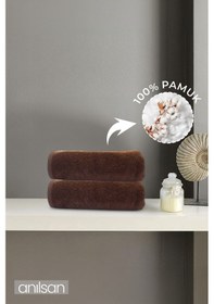 Resim 2'li Kahverengi El Havlusu - 50x90 Cm, 225 Gr, %100 Pamuk, Spa Ve Otel Havlusu Kahverengi 