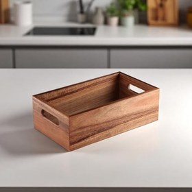 Resim Deconox Akasya Ağacından Ahşap Ekmeklik, Akasya Ekmek Sunum Sepeti, Ekmek Sunum Kutusu 25x14x8 cm 