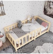 Resim Akra İthal Ladin Doğal Ahşap Montessori Karyola 100*200 cm 