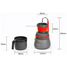 Resim Alocs Kamp Filtre Kahve Demleme Potu Moka Pot Tam Set Siyah - Kırmızı 
