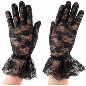 Resim Siyah Güpürlü Dantel Eldiven Kısa Vintage Zarif Ilkeshop - 87 Kadın Eldiveni 