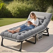 Resim Ağır Hizmet Tipi Katlanır Çadır Yatağı ve Matras - 4 Kişilik Ayarlanabilir Metal Şase, Taşınabilir Açık Havada Kullanılacak Plaj, Havuz Kenarı Ve Teras için Uygun, İdeal Karavan Ekipmanları & Kamp Malzemeleri | Sadece Dış Mekanda Kullanım, Portatif Kaplama Kamplık Yatak, Camping Ekipleri VE Donanımı, Çadır Sedye Yatağı, Araba Campling, Sağlam Konstrüksiyonlu Kompakt Tasarım Çelik 