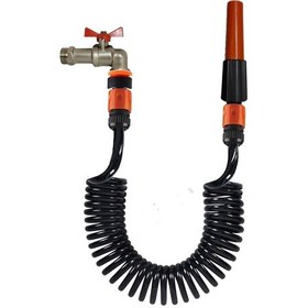 Resim Plasyay Spiral Yıkama Hort Musluk Adap Ayarlı Nozul 5 Metre Siyah 