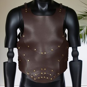 Resim 1pc Funky Stil Ortaçağ Paralı Asker Yelek, Viking Savaşçı Vintage Şövalye PU Zırh Kostüm Seti, Sahte Deri Rol-Yapma Kıyafet Halloween, Noel, Paskalya, Şükran Günü için 