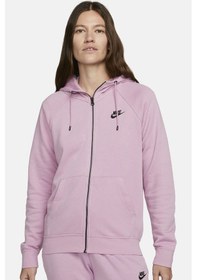 Resim Nike Sportswear Essential Fleece Full Zip Hoodie Kadın Kapüşonlu Sweatshirt Pembe Pembe 