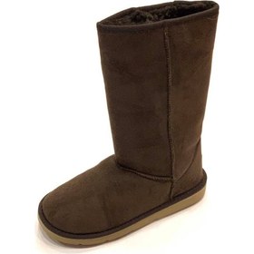 Resim Kürklü Kadın Bot Uzun Kahve Kahverengi 