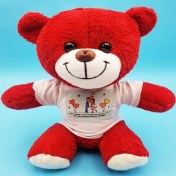 Resim Alifa Toptan Sevimli Çiftler Tişörtlü Kırmızı Ayı 