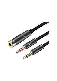 Resim 3.5 MM Aux Kulaklık Mikrofon Dönüştürücü Birleştirici Kablo Siyah 