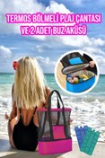Resim minufco Termos Bölmeli Pembe Plaj Çantası 