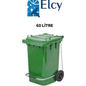 Resim Elcy 60 Lt Plastik Pedallı Çöp Konteyneri Yeşil -Isıya Karşı Dayanıklı 
