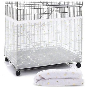 Resim Vkemall Kuş Kafesi Preventif Örtü - Anti-salıp, Haşere Engeli, Beyaz Yıldız Desenli, 150-220 Cm Çevre, 37 Cm Yükseklik 