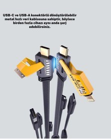 Resim Hnrlıshp Evrensel Uyumluluklu Dalı Metal Başlıklı Hızlı Şarj Kablosu 