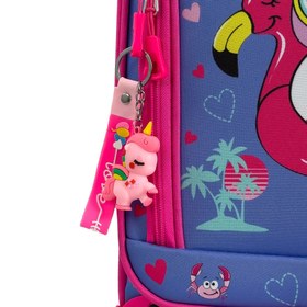 Resim Flamingo Unicorn Desenli 4 Tekerlekli Çocuk Valizi, Eğlenceli Seyahat Arkadaşı - Flamingo Unicorn Desenli 