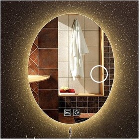 Resim DNR Mirror 80x100 Cm Buğu Yapmayan Dokunmatik Tuşlu Makyaj Aynalı Günışığı Ledli Elips Banyo Aynası 