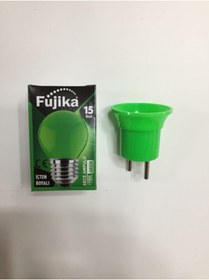 Resim Fujika Duy Fişli + 15w E-27 Duylu Renkli Gece Lambası Ampulü Yeşil Işıkk 