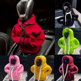 Resim Araba Vites Topuzu Kapağı - İpli Kapüşonlu Tasarım, Çoğu Araçla Uyumlu, Toz Geçirmez Vites Kol Koruyucu - Kırmızı/Siyah/Yeşil/Pembe/Sarı - Sürücüler İçin Sevimli Araba Dekor Hediyesi, Güvenli Oturum 