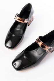 Resim serkanseyyid ST-006 Siyah Leopar Rugan Günlük 4 cm Topuklu Ayakkabı 