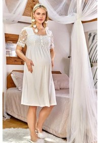 Resim Cossy By Aqua 24168 Çiçek Detaylı Hamile Lohusa Gecelik 