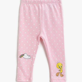 Resim Kız Bebek Tweety Baskılı Tayt Puantiyeli Pamuklu 