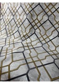 Resim Jel Kaymaz Taban Yıkanabilir Yumuşak Yüzey Gold Yolluk Halı Üst Kalite Sarı 