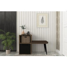 Resim Dekorister Blume Puflu Dresuar Portmanto Ayakkabılık Ceviz - Siya Ceviz 