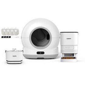 Resim Xenon Smart Akıllı Kamerasız Kedi Tuvaleti Çelik Kaseli Mama Kabı Bataryalı Su Pınarı ve Filtre 4'lü Pet Seti 