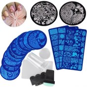 Resim Qingmipy 13'lü Manikür Baskı Plak Seti: 10 Dairesel + 3 Dikdörtgen Çeşitli Desenler, Inceleyici Ve Mühürle 