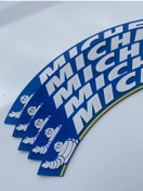 Resim Yeni Model Michelin Mavi Beyaz Büyük Boy 3.2 Cm Lastik Yazısı Etiket Beyaz Yanak 4 Adet 