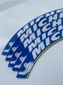 Resim Yeni Model Michelin Mavi Beyaz Büyük Boy 3.2 Cm Lastik Yazısı Etiket Beyaz Yanak 4 Adet 