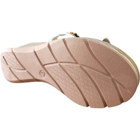 Resim De Scarıo 1060 Kadın Taşlı Dolgu Topuklu Comfort Sandalet Beyaz Siyah 