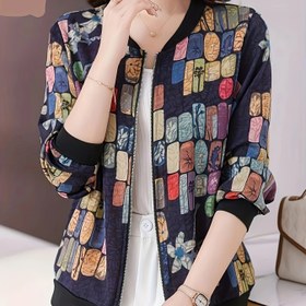 Resim Büyük Beden - Yaz Büyük Beden Gevşek Yağlı MM Baskılı Kısa Ceket, Beyzbol Rahat Fermuarlı Hırka, Kadınlar İçin İnce Giyim 