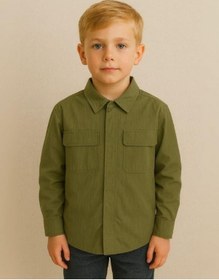 Resim Nanica Kids Erkek Çocuk Paraşüt Kumaş Çıtçıtlı Cepli Gömlek-16007 Yeşil 