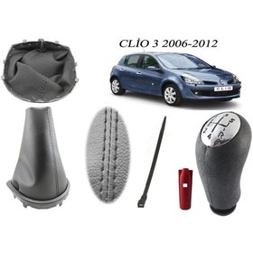 Resim Genel Markalar Renault Clio 3 Vites Körüğü+vites Topuzu Siyah Dikiş + Deri Topuz Krom Kapak 
