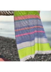 Resim Pamuklu Neon Saçaklı Peştamal Havlu 150x75 Cm 