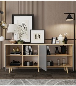 Resim Latina Modern Konsol 3 Kapaklı 180 Cm Safir Meşe - Antrasit Safir - Antrasit 