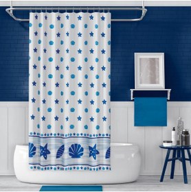 Resim Zethome Banyo Perdesi 1x110x200 Tek Kanat Duş Perdesi Halka Hediyeli Duşakabin Perdesi 4910 Mavi 