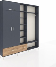 Resim Arges Dolap 12 Raflı 2 Çekmeceli 2 Askılı 220x30x243 Antrasit-antrasit/çam Antrasıt/atlas Çam 