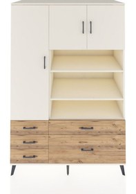 Resim Kronos Dolap 9 Raflı 5 Çekmeceli 3 Kapaklı 132x59x195 Aytaşı-aytaşı/çam Aytası/atlas Çam 