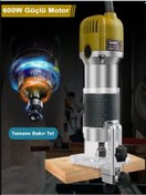 Resim ROWERMAX 600 Watt Freze 6 Kademe Devir Ayarlı Formika Traşlama Freze Makinesi 6mm Pens 