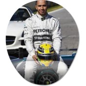 Resim Pixxa Lewis Hamilton (Mercedes / Formula 1) Bilek Destekli Mousepad Model - 1 Oval 