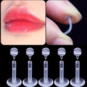 Resim 5 Adet Koyu Işık Görünmez Akrilik Dudak Tırnakları - Basit Klasik Tarz Şeffaf Yumuşak Çubuk Piercing Takıları Kadınlar İçin, Günlük Giyme ve Partiler İçin Uygun, Tüm Mevsimler, Noel Tatili Teması 