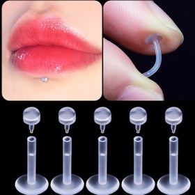 Resim 5 Adet Koyu Işık Görünmez Akrilik Dudak Tırnakları - Basit Klasik Tarz Şeffaf Yumuşak Çubuk Piercing Takıları Kadınlar İçin, Günlük Giyme ve Partiler İçin Uygun, Tüm Mevsimler, Noel Tatili Teması 