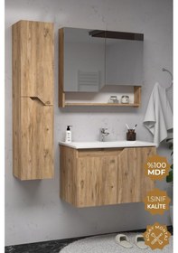 Resim Teta Home Napoli 65 Cm Mdf Banyo Dolabı Seti + Boy Dolabı Atlantik Çam Atlantik Çam 