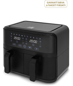 Resim SnackTastic 8180 Duo Çift Hazneli Siyah AirFryer 2x4.5L 