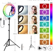 Resim Everest Grup 10 Inç 30 Cm Rgb Çok Renkli Led Make Up Selfie Işığı 210 Cm Tripot Selfie Çubuğu Tiktok Işığı Rgb 