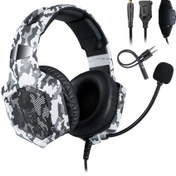Resim Jeemson Onıkuma K8 Rgb Işıklı Oyun Kulaklığı, Gürültü Engelleme Mikrofonlu, 50mm Sürücü Birimi, 3.5mm Ve Usb Bağlantı, Camo Siyah 