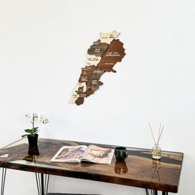Resim Lübnan Ahşap Duvar Haritası - Çok Katmanlı ve Çok Renkli Ahşap Harita - X-Large | 90x74 cm 