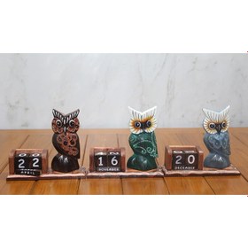 Resim Ahşap Baykuş Takvim Büyük Boy 